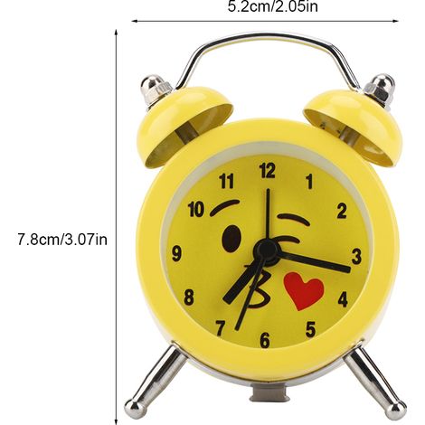 Mini réveil numérique portable en métal de 7,6 cm (3 pouces) avec piles, chiffres et émoticônes, idéal pour les étudiants. Bisous dans le vide. (1/5)