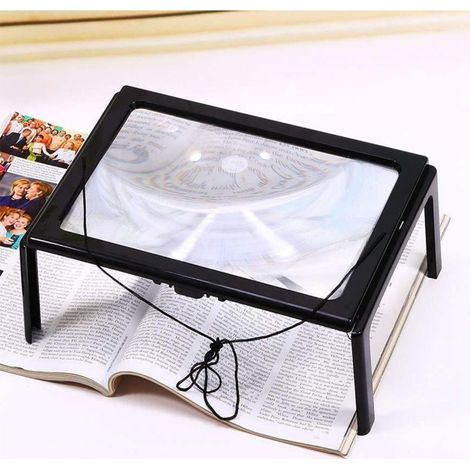 3X Loupe de Lecture Loupe Pleine Page avec Lumière LED Lampes Eclairant Loupe sur Pied Rectangulaire Loupe à Main Libre Lentille de Grossissement Main Libre Cadeau pour Personne âgé Malvoyant (1/5)
