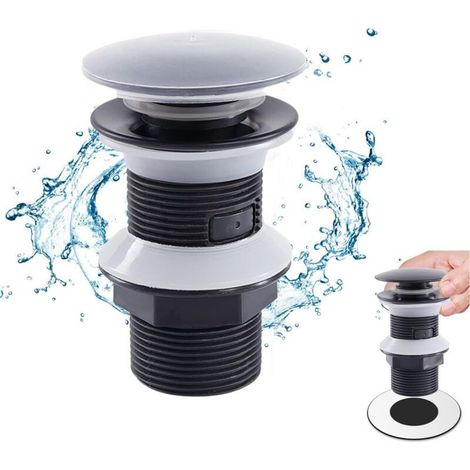 Bonde de lavabo escamotable sans trou de vidange, kit de vidange et de trop-plein de baignoire, kit de remplacement de bonde de baignoire à pointe en métal avec filetage grossier (1/5)
