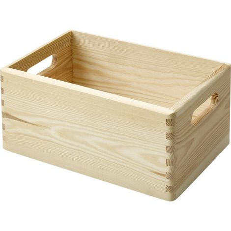 Stapelbox Holz Größe S 30 x 20 x 13,5 cm Holzbox Holzkiste Kiefer massiv (1/3)