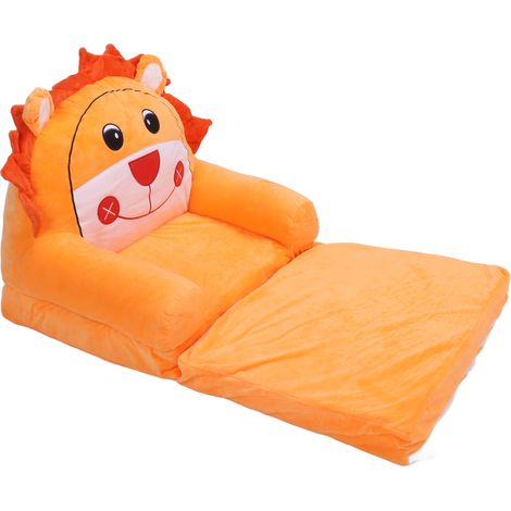 Canapé pliable pour enfants, doux et respirant, motif animaux de dessin animé, orange, 2 couches, pour salon et chambre (1/5)