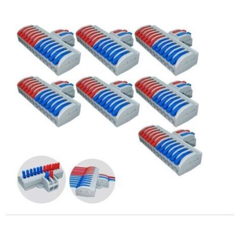 Bornes de connexion, bornes de lustre enfichables, 7 pièces, 2 en 1, 12 sorties, connecteurs électriques rapides, connecteurs de fils compacts pour circuit (1/4)