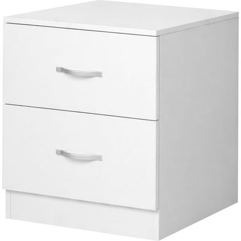 Levede Bedside Table With 2 Drawer Metal Handles Runners White Bedroom Cabinet