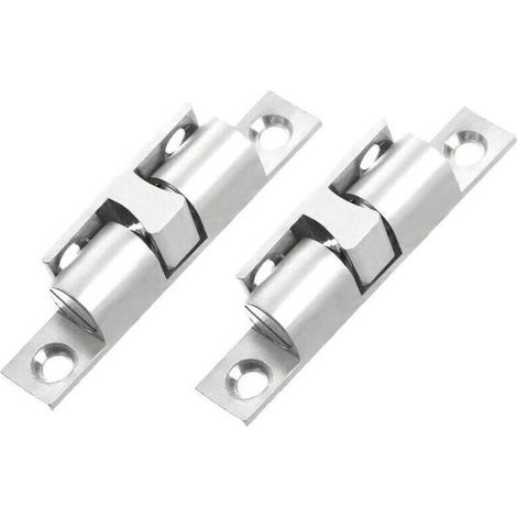 Rollschloss für Möbeltüren mit zwei Messingkugeln – 8-teiliges Set, silberfarben, Länge 70 mm