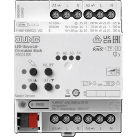 Jung 390041SR KNX LED Universal Dimmaktor 4 módulos
