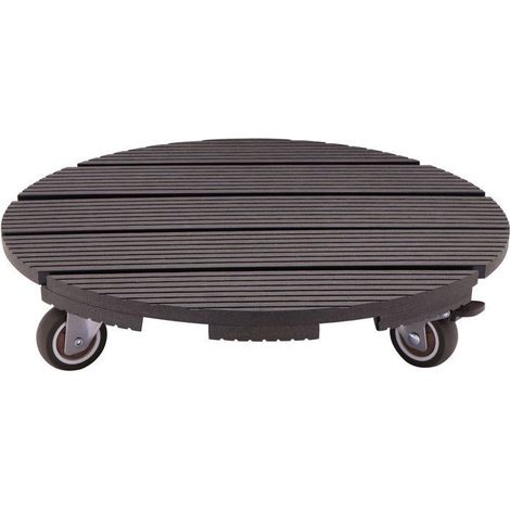 Support de pot a roulettes - NATURE - WPC - H8,6 x Ø38 cm - 4 roulettes - Anthracite (1/4)