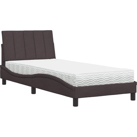 Letto con Materasso Hanko Marrone Scuro 80x200 cm in Tessuto vidaXL (1/5)