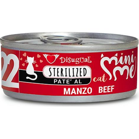 Disugual Cat Mini-Me Sterilised 22 al Manzo - Lattina 85 Gr - Cibo Umido Gatti