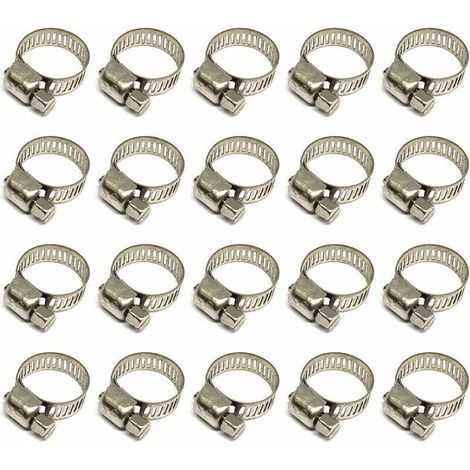 20 Pièces Collier De Serrage Tuyau,Collier De Serrage Tuyau Réglable 8-12mm,304 Collier De Serrage Inox,Collier Serrage Métallique,Pour Tuyau,Home Gaz,Famille Tuyau D'eau,Câble,Robinet (1/5)