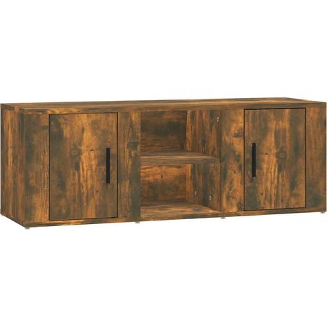 Meuble TV, Étagère TV, Meuble de Salon, Moderne Chêne fumé 100x31,5x35 cm Bois d'ingénierie OIB3237E (1/5)