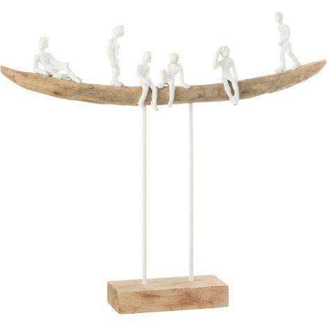 Statuette Déco en Bois "Personnage sur Banc" 47cm Naturel (1/2)