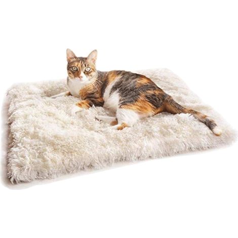 Letto per cani autoriscaldante - Pieghevole - Peluche - Lavabile in lavatrice e sfoderabile - Per viaggi, casa, uso interno ed esterno - Miglioramento del sonno, Bianco