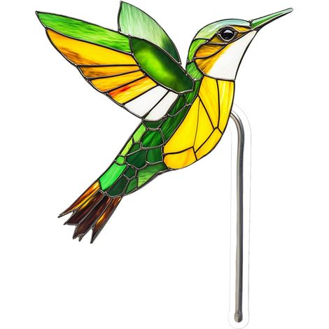 Garten-Vogelstecker Dekorativer Vogelstecker aus Acryl, Gartenornament mit Buntglaseffekt für Blumentöpfe