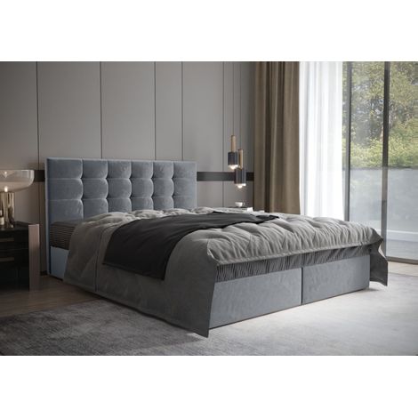 Lit Boxspring Coria - Gris - 180x200 Cm - Lit Moderne - Élégant - Matelas À Ressorts Bonnell (1/5)