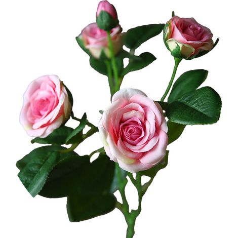 Roses artificielles, 5 têtes de fleurs, branches courtes, bouquet de fleurs simulées pour la décoration de la maison, du salon, d'un mariage ou d'une fête. Roses artificielles-AquaForge (1/5)