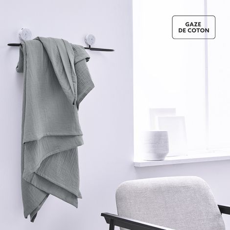 Plaid en gaze de coton "Essential" - Gris clair - l 150 x L 200 cm - Livraison gratuite (1/3)