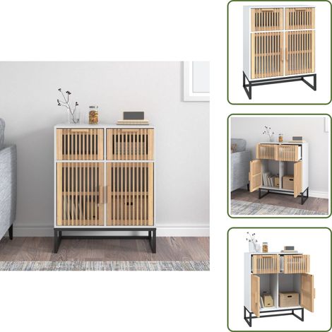 Sideboard Weiß 60x30x75 cm Holzwerkstoff - Schreibtisch - Wohnzimmermöbel - Sideboard - Weißer Schrank - Holzmöbel (1/5)