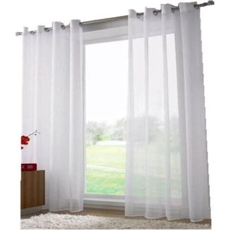Rideaux occultants en voile à œillets x2 140 x 240 cm – Couleur blanche – Triple tissage pour occultation 60-75% – Pour salon et chambre