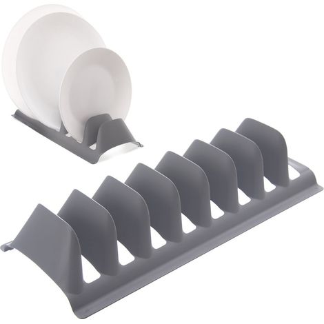 Support pour couvercles et assiettes, gris, 29,5 x 13,5 x 6 cm (1/5)