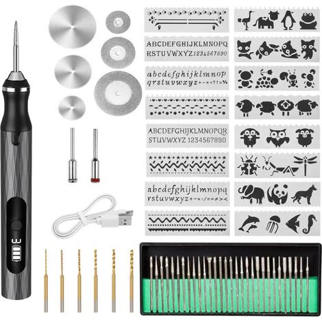 USB Rechargeable Wireless Engraving Tool Kit, Mini Electric Engraver, Portable Engraving Tool - Black (1/5)