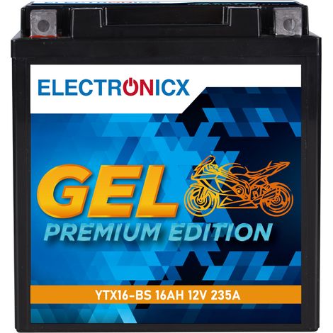 Electronicx YTX16-BS GEL Motorradbatterie 12V 16Ah 235A/EN - Hochleistungs-Gel Batterie, wartungsfrei & auslaufsicher - Premium Batterie 12V (1/5)