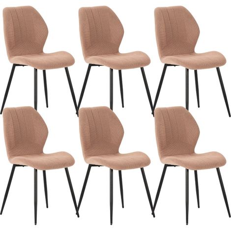 Lot de 6 chaises en tissu polyester maillé saumon et pieds en métal laqué noir - MALDI (1/5)