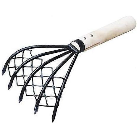 Éplucheur de cuisine, râteau à griffes robuste et compact avec dents en maille, pince à palourdes de 12,5 cm à long manche, ramasseur de coquillages (1/5)