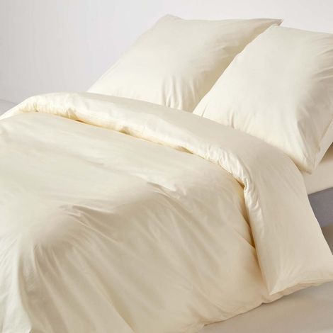 HOMESCAPES Cream Continental Egyptian Cotton Duvet Cover Set 200 Thread Count, 155 x 220 cm - Cream