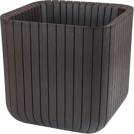 Keter Cube Pflanzkübel 39,5x39,5 h, modernes Design, wetterfest, pflegeleicht (1/2)