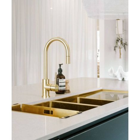 Lavello da cucina doppio 1180 mm - ottone spazzolato - Filao (1/5)