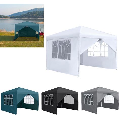 Faltpavillon 3x3m Wasserdicht UV-Schutz 4 Seitenteile Grau (1/5)