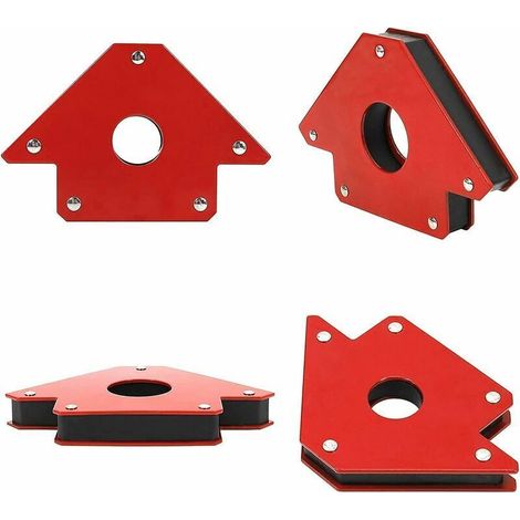 Posizionatore di saldatura magnetico (lotto 2, forza 11 kg, angoli 45°-90°-135°), squadra magnetica rossa con freccia (1/3)