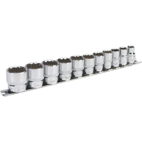 Sealey Imperial Socket Set 11pc 3/8""D 12pt WallDrive Standard Length AK2672