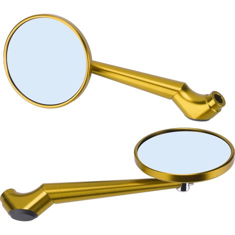 Universeller Motorrad-Retro-Spiegel aus CNC-gefräster Aluminiumlegierung, 8mm/10mm Befestigung, goldfarben, für Lenker. (1/5)