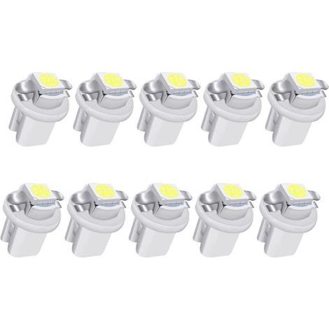 10 Stück weiße LED-Lampen T5 B8.5 für Armaturenbrettbeleuchtung (1-5050-SMD) für Tachometer, Instrumentenanzeige und Kombiinstrument im Auto (1/4)