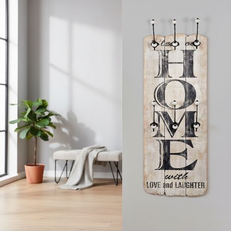 Pannello armadio Melko Home 6 ganci appendiabiti in legno 100x40 Shabby (1/5)