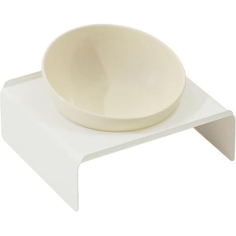 Gamelle en céramique pour chat avec support – Convient aux chats et aux petits chiens gamelle surélevée et inclinée design ergonomique et minimaliste (beige) (1/5)