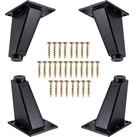 Gambe per mobili in 4 pezzi, gambe angolari in alluminio, gambe per divani come ricambio per armadi, divani, tavoli, cassettiere, viti di montaggio incluse, nere, 80 mm - Crezuo