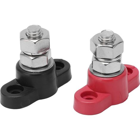 2 Pièces Bloc Distribution Alimentation M8 Noir Rouge, Bornier Jonction Positif Négatif DC 48V pour Batterie Voiture Caravane Bateau Remorque (1/5)
