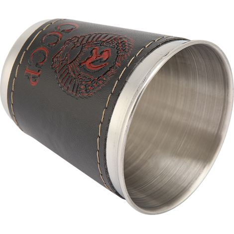 Lot de 4 mini-verres à vin portables de 70 ml en acier inoxydable avec étui en cuir, parfaits pour les voyages et les pique-niques. (1/5)