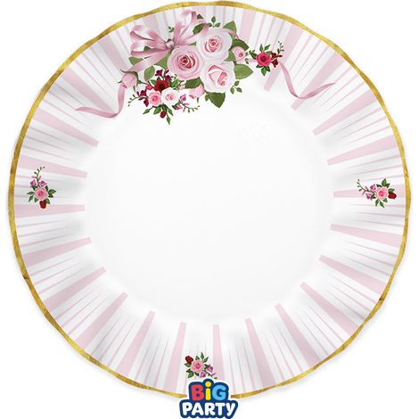 Big Party Piatti Carta Pink Blossom D 20 Cm Cf 6 Pz