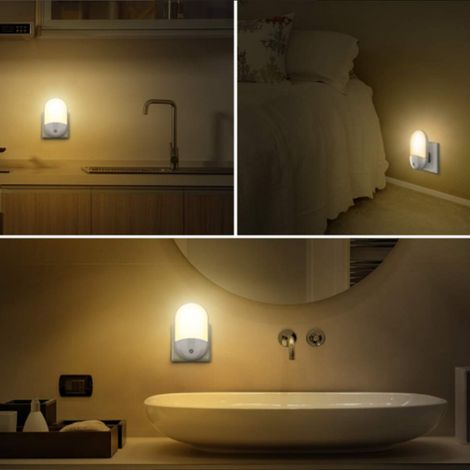 Lot de 2 mini veilleuses, appliques murales LED à LED avec contrôle de la luminosité, éclairage intelligent pour chambre, 100-240 V (1/5)
