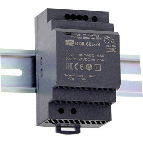 Mean Well DDR-60G-5 Convertitore DC/DC per guida DIN 5 V/DC 10.8 A 54 W Num. uscite:1 x Contenuto 1 pz.