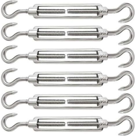 6 Pieces Cable Tensioner M5 Cable Tensioner Stainless Steel 304 Adjustable Turnbuckle Hook and Hook for Wire Tensioner Cable Steel Rope Hook Tensioner Accessories (1/5)
