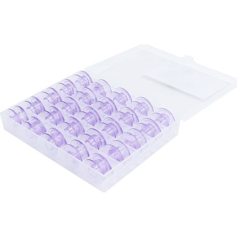 Lot de 25 bobines de machine à coudre multifonctionnelles en plastique violet pour broderie, avec boîte de rangement pour machine à coudre Baifu (1/5)