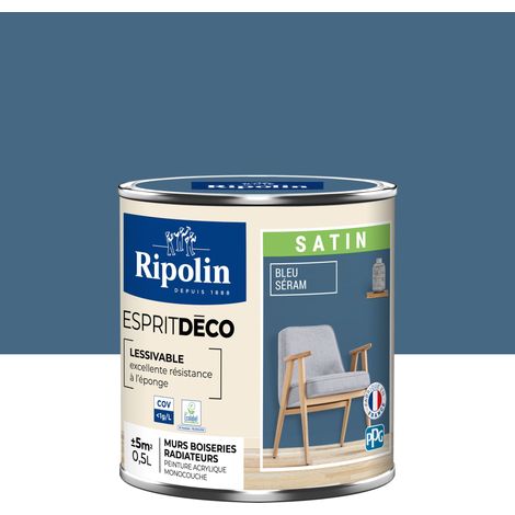 Peinture Murale Toutes Pièces - Satin - 0,5L - Bleu Séram - Ripolin (1/5)