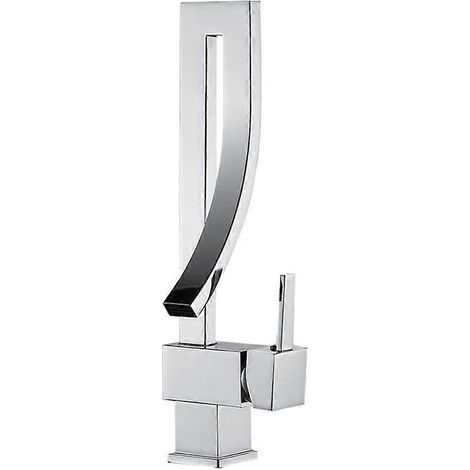 Grifo de lavabo para baño, diseño moderno y elegante, cromado, latón, mezclador giratorio de 360°, agua fría y caliente disponible, válvula de cerámica.