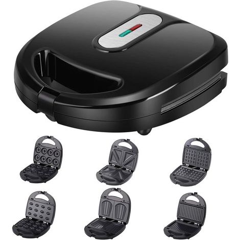 Máquina para minidonuts 6 en 1: calentamiento por ambos lados, antiadherente, forma de 6, 750 W, para uso doméstico/exterior. (1/5)