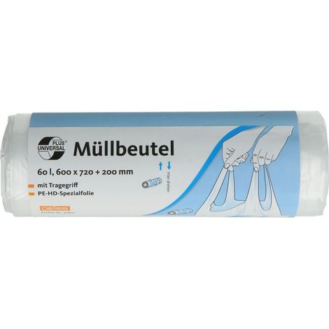 Sacs poubelles UNIVERSAL PLUS® avec poignée capacité 60 L