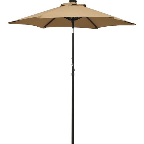 Sonnenschirm mit LED-Beleuchtung Taupe 200x211 cm Alu